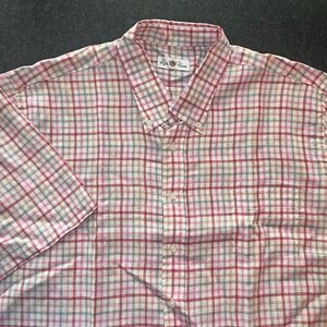 Alan Paine Pink Pastel Check Short Sleeve Spring Linen Button Shirt Mens 2XL